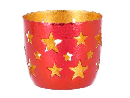 Windlicht Votive Metall Sterne foliert (Teelicht) D8 H7cm