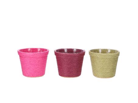 Topf Papierkordel mit Inlay 3 Fb sortiert erika-pink-olivgrün 