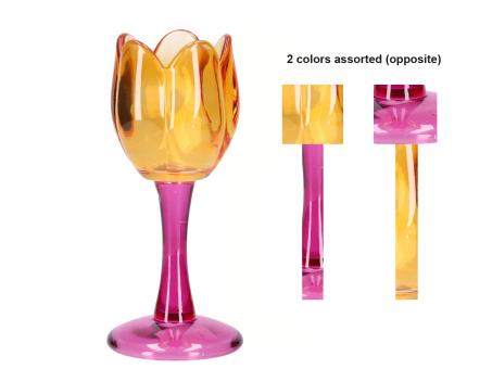 Teelichthalter Tulpe 2farbig 2fach sort pink-orange D8 H18cm