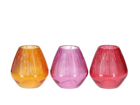 Vase Glas Drop Rille 3 fb pink-or-rot sort 