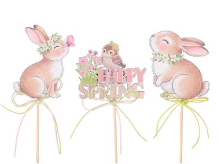 Stecker Holz/Print 3Mod Hase-Vogel HappySpring D6-7 L32cm