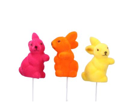 Stecker Hase sitzend KST Flock 3fb sort H6,5cm L22cm