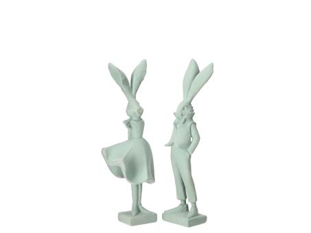 Hase im Anzug Sotftflock Polyresin stehend 