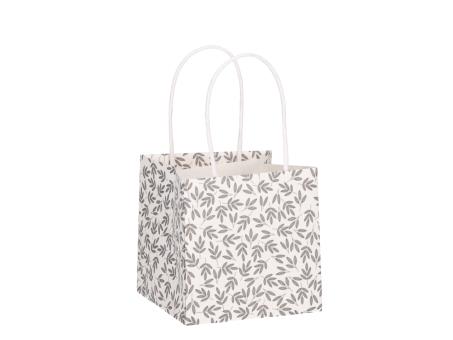 Pflanztasche Papier Druckmotiv Laub m Henkel weiss-grau 