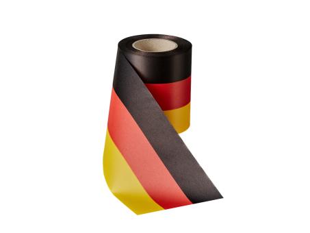 Nationalband Satin 125mm 25mr thermotrans. schwarz/rot/gold 125mm 25mr