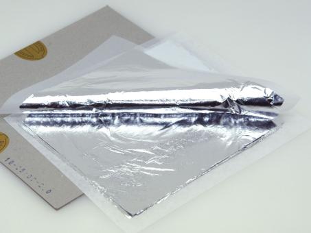 Schlagmetall silber 100 Blatt (Schlag-Aluminium) L16 B16cm