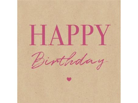 Servietten BY NATURE 33x33cm 20St happy birthday plastikfrei verpackt
 33x33cm