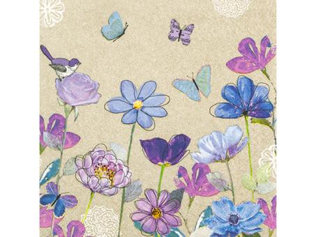 Servietten 33x33cm 20St. creme blau Reif für die Insel 33x33cm