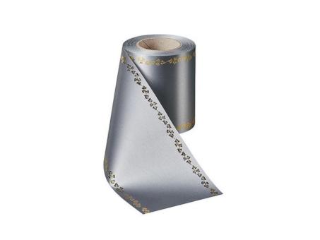 Kranzband Efeurand Supersatin thermotrans. 100mm 25mr grau dunkel 