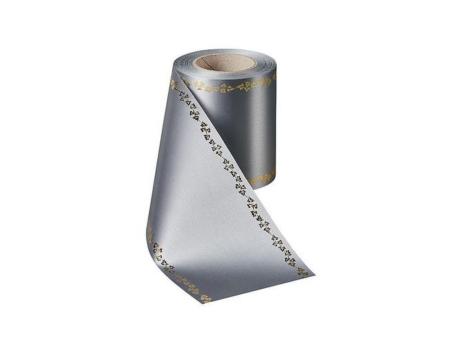 Kranzband Efeurand Supersatin thermotrans. 150mm 25mr grau dunkel 150mm 25mr