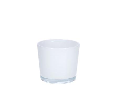 Kübel Glas konisch D10 H9cm weiss 