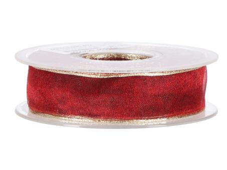 Band Xmas Organza Goldkante 25mm 20mr m Draht
 25mm 20mr