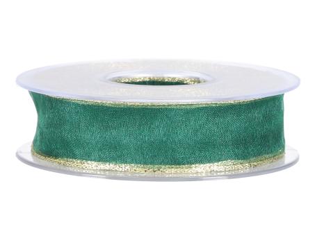 Band Xmas Organza Goldkante 25mm 20mr m Draht 
