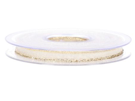 Band Xmas Organza Goldkante 10mm 25mr   10mm 25mr