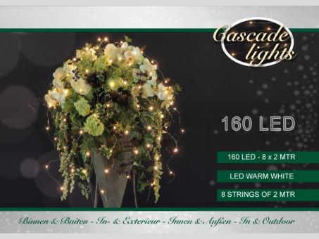 Lichterstrang LED warmweiss Silberdraht 160Lichter (8Stränge) in-/Outdoor 