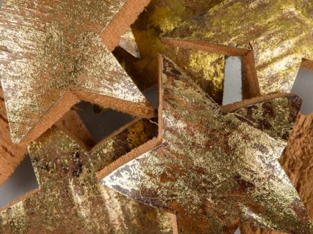 Kokosstern D10cm 15St gold patina D10cm