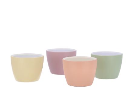 Kübel 301 D12cm gelb/pfirsich/grün/rosa pastell sortiert   D12 H10cm