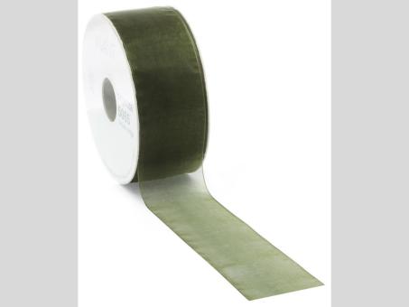 Band Organza Webkante 25mm 50mr moosgrün 25mm 50mr
