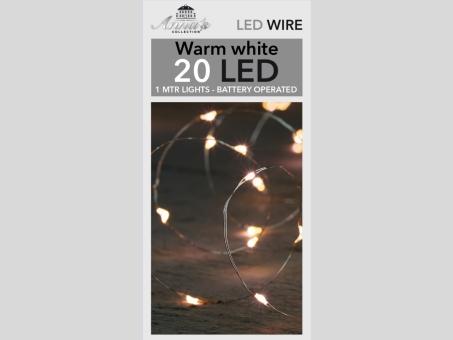 Lichterkette LED warmweiss Silberdraht 20Lichter inkl. Timer batteriebetrieben indoor (exkl. 2xAA) 