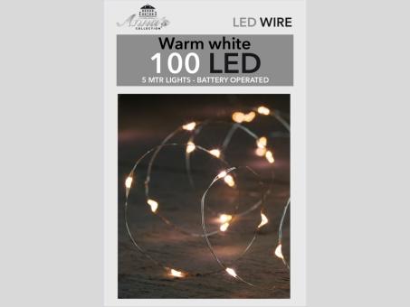 Lichterkette LED warmweiss Silberdraht 100Lichter inkl. Timer batteriebetrieben indoor (exkl. 2xAA) L500cm (+10cm)