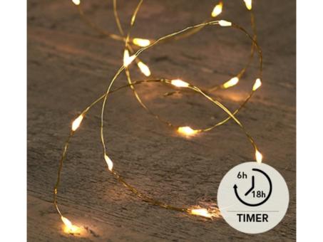 Lichterkette LED warmweiss Golddraht 100Lichter inkl. Timer batteriebetrieben indoor L500cm (+10cm)