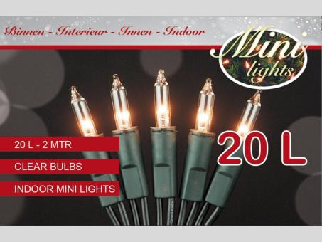 Lichterkette 20Lichter klar grünes Kabel 