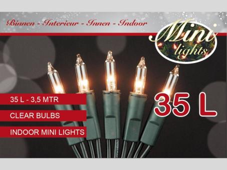 Lichterkette 35Lichter klar grünes Kabel L350cm (+150cm)