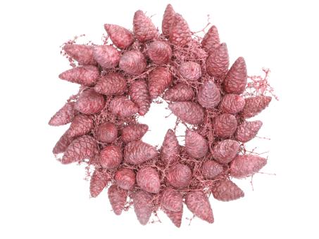 Kranz Asparagus geschlossene Maritimazapfen D35cm rosa gewachst   D35cm