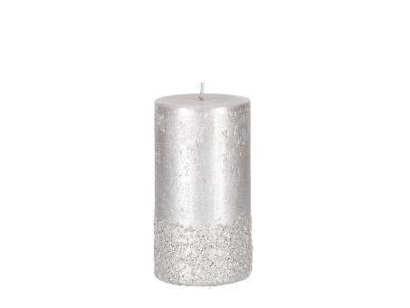 Rustic Kerze Calla H110 D60 silber "Safe" ca. 38Std Brenndauer D6 H11cm