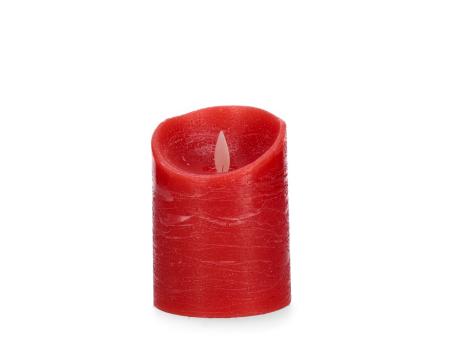 Kerze LED rot wachs mit bewegter Flamme mit Timer batteriebetrieben (exkl. 3xAAA)  D7,5 H10cm