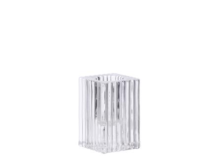 Kerzenhalter eckig f Spitz-/Stabkerze bis 22mm Glas Rille H6 L4 B4cm