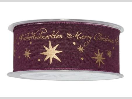 Band Frohe Weihnachten mehrsprachig 40mm 20mr   40mm 20mr