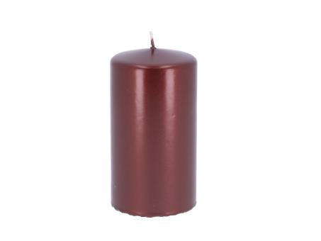 Stumpen Metallic H130 D70 bordeaux Safe Candle ca. 63Std Brenndauer   D7 H13cm