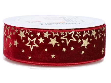 Band Samt Sterne 38mm 6mr   38mm 6mr