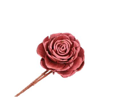 Rose Solablüte D6cm a Draht marsala metallic 