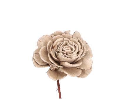 Rose Solablüte D6cm a Draht bisquit-gold metallic 