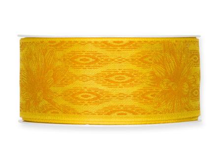Band Leinenoptik Blumenmuster 40mm 18mr   40mm 18mr