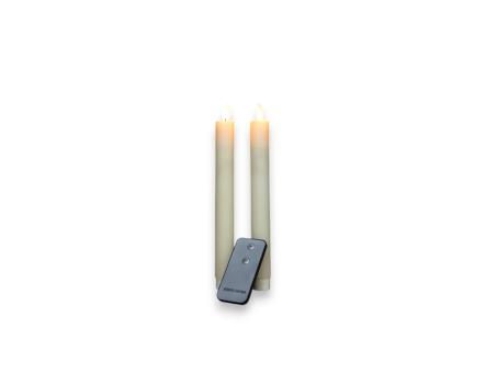 Stabkerze LED mit bewegter Flamme creme wachs 2St/Set mit Fernbedienung batteriebetrieben (exkl. 2xAA)  L23cm