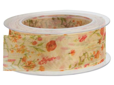 Band Organza Wiesenblumen 40mm 20mr 40mm 20mr