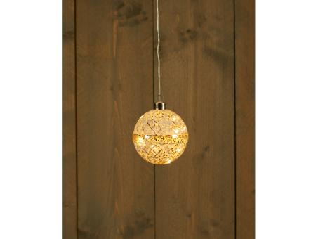 Weihnachtskugel beleuchtet 10LED warmweiss 2AAA   D10cm