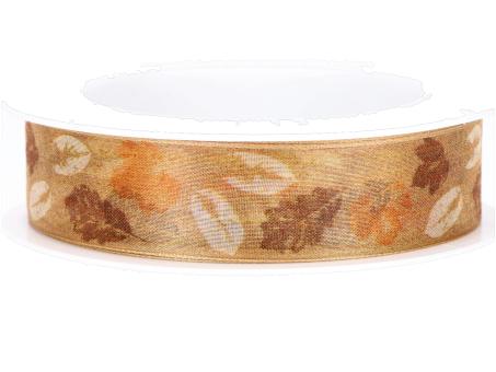 Band Organza Laubfall orange 25mm 20mr   25mm 20mr