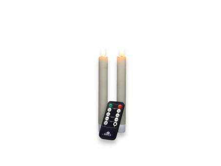 Stabkerze Rustik 3D Flamme creme wachs 2St/Set mit Fernbedienung (exkl. 2xAAA) 