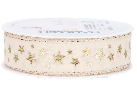 Band Baumwolloptik Sterne gold 25mm 18mr 25mm 18mr