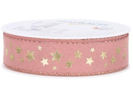 Band Baumwolloptik Sterne gold 25mm 18mr   25mm 18mr