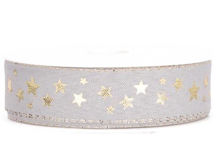Band Baumwolloptik Sterne gold 25mm 18mr 25mm 18mr