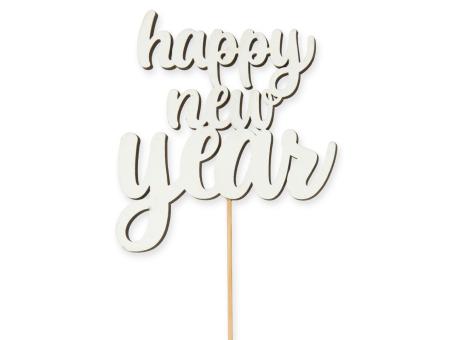 Stecker Holz happy new year 8 St.  B9 H10/26cm