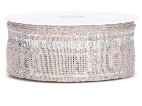 Band Leinen Karo Lurex 37mm 10mr 37mm 10mr