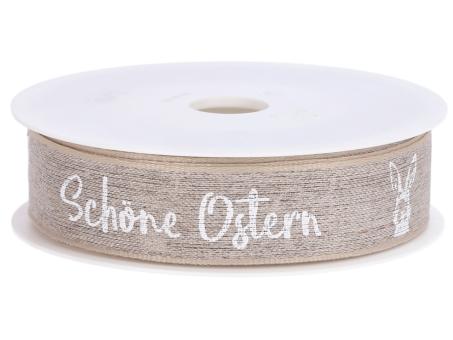 Band Leinen Schöne Ostern m Drahtkante 25mm 15mr 25mm 15mr