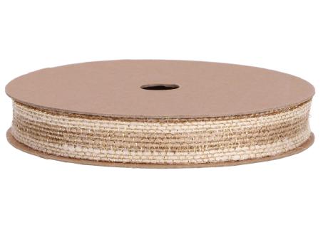 Band Jute gold meliert m Draht 15mm 15mr 15mm 15mr