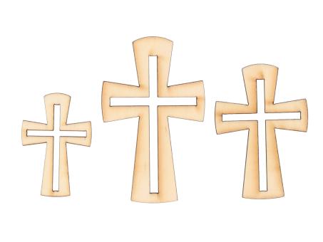 Kreuz Holz 3 Größen sort natur H5/8/6,5 B3,5/5/4,5cm